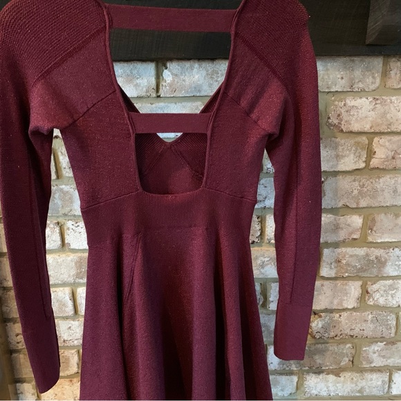Free People | Wildest Dreams Mini Sweater Dress in Wine - Picture 7 of 16